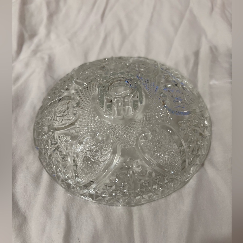 Antique Manganese Glass Candy Dish With Lid Clear Heart With Ribbons Pattern KIG - Picture 1 of 6